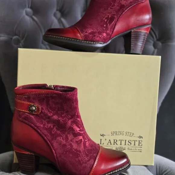 L'Artiste SoCute Bootie Size 37 (US 6.5/7) Bordeaux - Picture 2 of 5